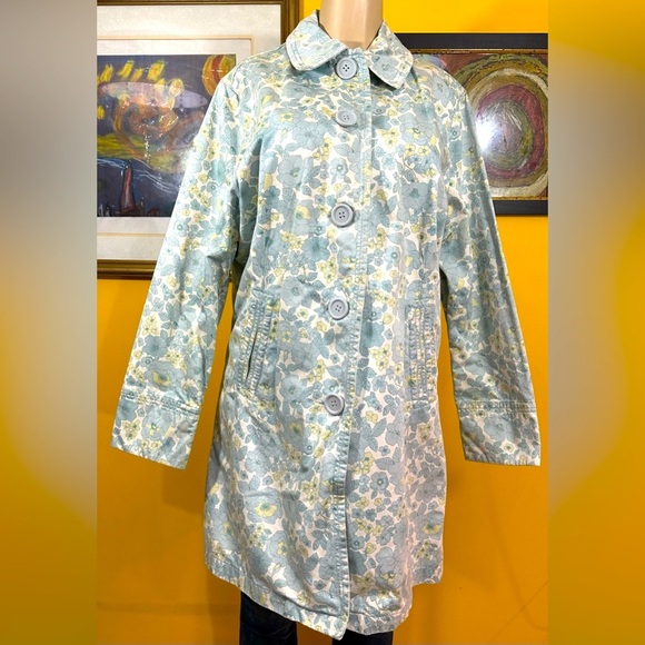 Eddie Bauer Women’s Pastel Floral Cotton Trench Coat - Picture 1 of 16